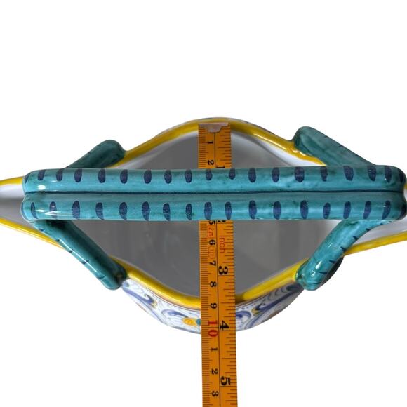 Cama Deruta Italy Hand Painted Majolica Pottery Double Handled Pitcher Vase - Picture 12 of 13